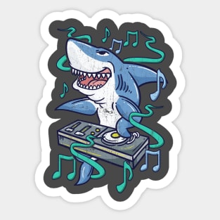 Funny Shark DJ Dance Music Sticker